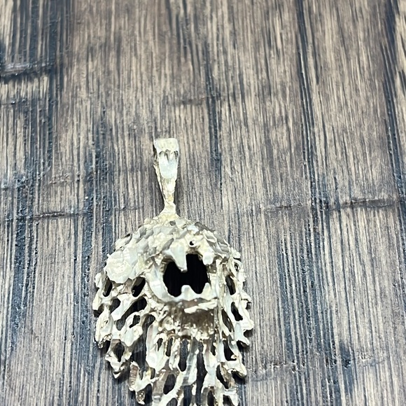 Artisan Lion Head Pendant Sterling Silver Diamond Cut Textured Lion Necklace - Picture 5 of 14